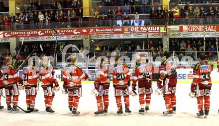 EBEL. Eishockey Bundesliga. KAC gegen HK Acroni Jesenice. Jubel KAC. Klagenfurt, am 10.10.2010.
Foto: Kuess 

---
pressefotos, pressefotografie, kuess, qs, qspictures, sport, bild, bilder, bilddatenbank