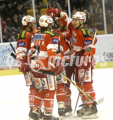 EBEL. Eishockey Bundesliga. KAC gegen HK Acroni Jesenice. Torjubel KAC. Klagenfurt, am 10.10.2010.
Foto: Kuess 

---
pressefotos, pressefotografie, kuess, qs, qspictures, sport, bild, bilder, bilddatenbank