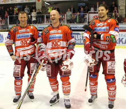 EBEL. Eishockey Bundesliga. KAC gegen HK Acroni Jesenice. Mike Craig, Jeff Shantz, Christoph Brandner (KAC). Klagenfurt, am 10.10.2010.
Foto: Kuess 

---
pressefotos, pressefotografie, kuess, qs, qspictures, sport, bild, bilder, bilddatenbank