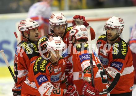 EBEL. Eishockey Bundesliga. KAC gegen HK Acroni Jesenice.  Torjubel KAC. Klagenfurt, am 10.10.2010.
Foto: Kuess 

---
pressefotos, pressefotografie, kuess, qs, qspictures, sport, bild, bilder, bilddatenbank