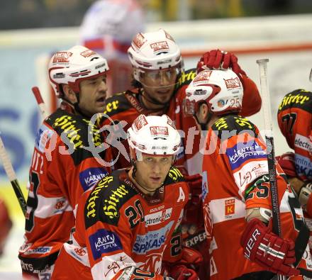 EBEL. Eishockey Bundesliga. KAC gegen HK Acroni Jesenice. Torjubel KAC. Klagenfurt, am 10.10.2010.
Foto: Kuess 

---
pressefotos, pressefotografie, kuess, qs, qspictures, sport, bild, bilder, bilddatenbank