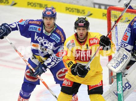 EBEL. Eishockey Bundesliga. EC Pasut VSV gegen EV Vienna Capitals.  Greg Kuznik,  (VSV), BJORNLIE Dan (Vienna). Villach, am 15.10.2010.
Foto: Kuess 


---
pressefotos, pressefotografie, kuess, qs, qspictures, sport, bild, bilder, bilddatenbank