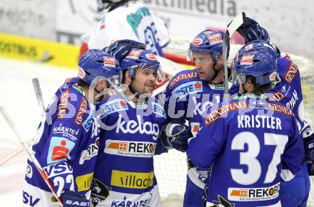 EBEL. Eishockey Bundesliga. EC Pasut VSV gegen KHL Medvescak Zagreb. Torjubel VSV. Villach, am 17.10.2010.
Foto: Kuess 


---
pressefotos, pressefotografie, kuess, qs, qspictures, sport, bild, bilder, bilddatenbank