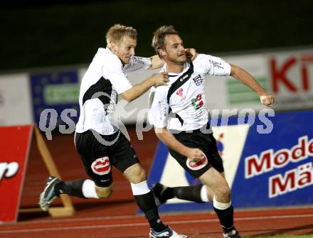 Fussball. Erste Liga. RZ Pellets WAC/St. Andrae gegen SV Scholz Groedig . Torjubel Kerhe Manuel, Messner Gernot (WAC). Wolfsberg, 15.10.2010. 
Foto: Kuess

---
pressefotos, pressefotografie, kuess, qs, qspictures, sport, bild, bilder, bilddatenbank