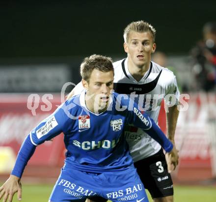 Fussball. Erste Liga. RZ Pellets WAC/St. Andrae gegen SV Scholz Groedig . Kerhe Manuel (WAC), Pirker Daniel (Groedig). Wolfsberg, 15.10.2010. 
Foto: Kuess

---
pressefotos, pressefotografie, kuess, qs, qspictures, sport, bild, bilder, bilddatenbank