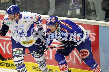 EBEL. Eishockey Bundesliga. EC Pasut VSV gegen KHL Medvescak Zagreb. Michael Mike Martin (VSV), GAZDIC Ben (Zagreb). Villach, am 17.10.2010.
Foto: Kuess 


---
pressefotos, pressefotografie, kuess, qs, qspictures, sport, bild, bilder, bilddatenbank