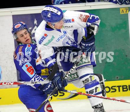 EBEL. Eishockey Bundesliga. EC Pasut VSV gegen KHL Medvescak Zagreb. Nico Toff, (VSV), FILEWICH Jonathan (Zagreb). Villach, am 17.10.2010.
Foto: Kuess 


---
pressefotos, pressefotografie, kuess, qs, qspictures, sport, bild, bilder, bilddatenbank