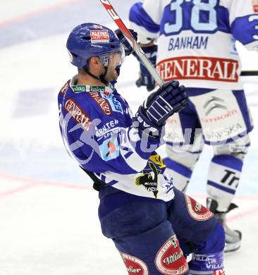 EBEL. Eishockey Bundesliga. EC Pasut VSV gegen KHL Medvescak Zagreb. Torjubel Nikolas Petrik (VSV). Villach, am 17.10.2010.
Foto: Kuess 


---
pressefotos, pressefotografie, kuess, qs, qspictures, sport, bild, bilder, bilddatenbank