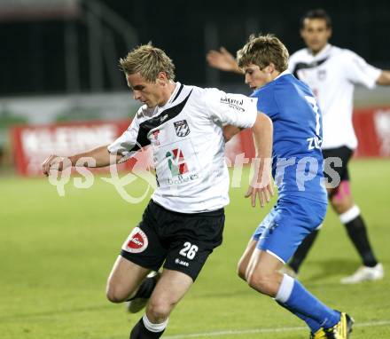 Fussball. Erste Liga. RZ Pellets WAC/St. Andrae gegen SV Scholz Groedig . Sollbauer Michael (WAC), Zulechner Philipp (Groedig). Wolfsberg, 15.10.2010. 
Foto: Kuess

---
pressefotos, pressefotografie, kuess, qs, qspictures, sport, bild, bilder, bilddatenbank