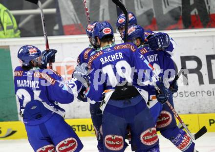 EBEL. Eishockey Bundesliga. EC Pasut VSV gegen KHL Medvescak Zagreb. Torjubel VSV. Villach, am 17.10.2010.
Foto: Kuess 


---
pressefotos, pressefotografie, kuess, qs, qspictures, sport, bild, bilder, bilddatenbank