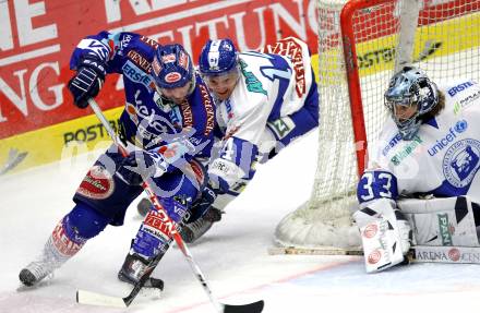 EBEL. Eishockey Bundesliga. EC Pasut VSV gegen KHL Medvescak Zagreb. Nikolas Petrik, (VSV), GAZDIC Ben, KRISTAN Robert (Zagreb). Villach, am 17.10.2010.
Foto: Kuess 


---
pressefotos, pressefotografie, kuess, qs, qspictures, sport, bild, bilder, bilddatenbank