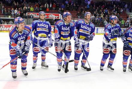 EBEL. Eishockey Bundesliga. EC Pasut VSV gegen KHL Medvescak Zagreb. Jubel Jonathan Ferland, Michael Koefeler, Nikolas Petrik, Tomaz Razingar, Stefan Bacher (VSV). Villach, am 17.10.2010.
Foto: Kuess 


---
pressefotos, pressefotografie, kuess, qs, qspictures, sport, bild, bilder, bilddatenbank