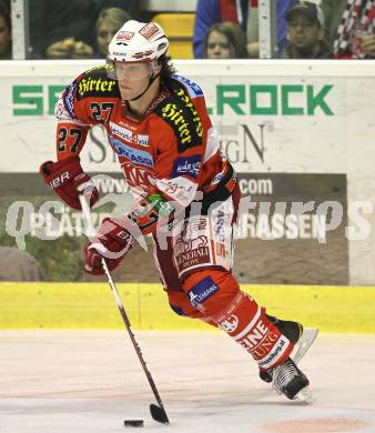 EBEL. Eishockey Bundesliga. KAC gegen HK Acroni Jesenice. Thomas Hundertpfund (KAC). Klagenfurt, am 10.10.2010.
Foto: Kuess 

---
pressefotos, pressefotografie, kuess, qs, qspictures, sport, bild, bilder, bilddatenbank