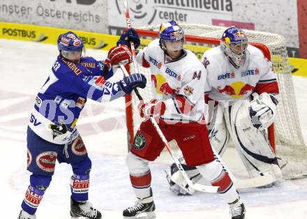 EBEL. Eishockey Bundesliga. EC Pasut VSV gegen EC Red Bull Salzburg.  Kristler Andreas (VSV), Lynch Doug, Divis Reinhard (Salzburg). Villach, am 24.10.2010.
Foto: Nadja Kuess 


---
pressefotos, pressefotografie, kuess, qs, qspictures, sport, bild, bilder, bilddatenbank