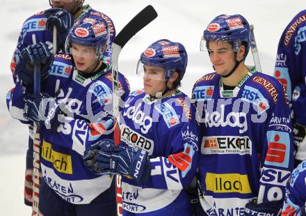 EBEL. Eishockey Bundesliga. EC Pasut VSV gegen Olimpija Ljubljana  (Laibach). Andreas Wiedergut, Nico Toff, Stefan Bacher (VSV). Villach, am 8.10.2010.
Foto: Kuess 


---
pressefotos, pressefotografie, kuess, qs, qspictures, sport, bild, bilder, bilddatenbank