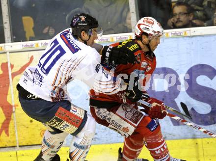 EBEL. Eishockey Bundesliga. KAC gegen Alba Volan SAPA Fehervar AV19.  Peter Ratchuk,  (KAC), Istvan Sofron (Alba Volan). Klagenfurt, am 26.10.2010.
Foto: Kuess 

---
pressefotos, pressefotografie, kuess, qs, qspictures, sport, bild, bilder, bilddatenbank