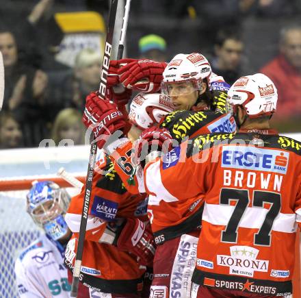 EBEL. Eishockey Bundesliga. KAC gegen Alba Volan SAPA Fehervar AV19.  Torjubel KAC. Klagenfurt, am 26.10.2010.
Foto: Kuess 

---
pressefotos, pressefotografie, kuess, qs, qspictures, sport, bild, bilder, bilddatenbank