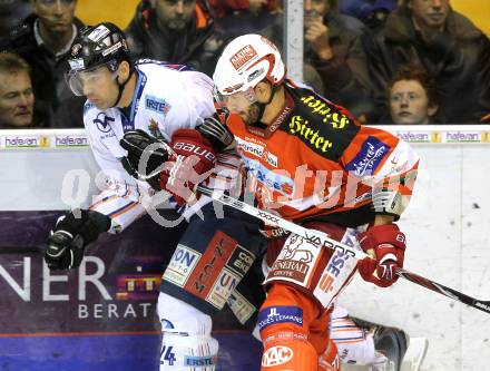 EBEL. Eishockey Bundesliga. KAC gegen Alba Volan SAPA Fehervar AV19.  Sean Brown, (KAC), Krisztian Palkovics  (Alba Volan). Klagenfurt, am 26.10.2010.
Foto: Kuess 

---
pressefotos, pressefotografie, kuess, qs, qspictures, sport, bild, bilder, bilddatenbank