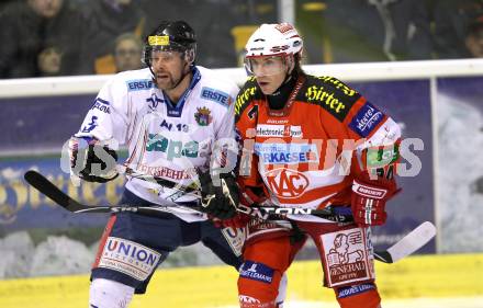 EBEL. Eishockey Bundesliga. KAC gegen Alba Volan SAPA Fehervar AV19. Dieter Kalt,  (KAC), Oscar Ackestroem (Alba Volan). Klagenfurt, am 26.10.2010.
Foto: Kuess 

---
pressefotos, pressefotografie, kuess, qs, qspictures, sport, bild, bilder, bilddatenbank