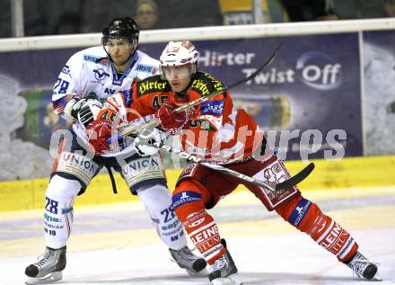 EBEL. Eishockey Bundesliga. KAC gegen Alba Volan SAPA Fehervar AV19. David Schuller,  (KAC), Ales Kranjc (Alba Volan). Klagenfurt, am 26.10.2010.
Foto: Kuess 

---
pressefotos, pressefotografie, kuess, qs, qspictures, sport, bild, bilder, bilddatenbank