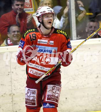 EBEL. Eishockey Bundesliga. KAC gegen Alba Volan SAPA Fehervar AV19. Torjubel Stefan Geier (KAC). Klagenfurt, am 26.10.2010.
Foto: Kuess 

---
pressefotos, pressefotografie, kuess, qs, qspictures, sport, bild, bilder, bilddatenbank