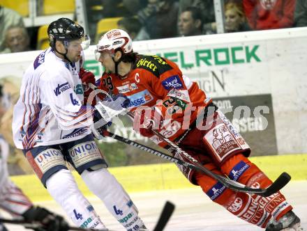 EBEL. Eishockey Bundesliga. KAC gegen Alba Volan SAPA Fehervar AV19. Christoph Brandner,  (KAC), Andras Horvath (Alba Volan). Klagenfurt, am 26.10.2010.
Foto: Kuess 

---
pressefotos, pressefotografie, kuess, qs, qspictures, sport, bild, bilder, bilddatenbank