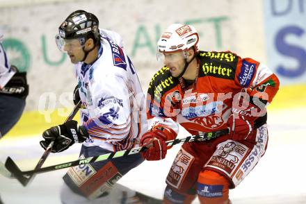 EBEL. Eishockey Bundesliga. KAC gegen Alba Volan SAPA Fehervar AV19. Johannes Kirisits,  (KAC), Krisztian Palkovics (Alba Volan). Klagenfurt, am 26.10.2010.
Foto: Kuess 

---
pressefotos, pressefotografie, kuess, qs, qspictures, sport, bild, bilder, bilddatenbank