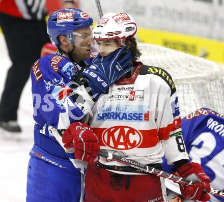 EBEL. Eishockey Bundesliga. VSV gegen KAC. Matt Ryan, (VSV), Raphael Herburger  (KAC). Villach, am 29.10.2010.
Foto: Nadja Kuess 

---
pressefotos, pressefotografie, kuess, qs, qspictures, sport, bild, bilder, bilddatenbank