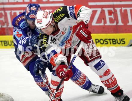 EBEL. Eishockey Bundesliga. VSV gegen KAC. Benjamin Petrik, (VSV), David Schuller (KAC). Villach, am 29.10.2010.
Foto: Kuess 

---
pressefotos, pressefotografie, kuess, qs, qspictures, sport, bild, bilder, bilddatenbank