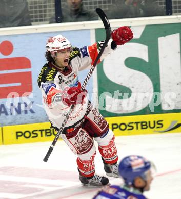 EBEL. Eishockey Bundesliga. VSV gegen KAC. Torjubel Raphael Herburger (KAC). Villach, am 29.10.2010.
Foto: Nadja Kuess 

---
pressefotos, pressefotografie, kuess, qs, qspictures, sport, bild, bilder, bilddatenbank