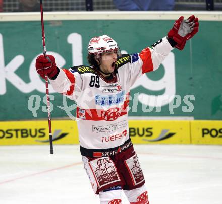 EBEL. Eishockey Bundesliga. VSV gegen KAC. Torjubel Raphael Herburger (KAC). Villach, am 29.10.2010.
Foto: Nadja Kuess 

---
pressefotos, pressefotografie, kuess, qs, qspictures, sport, bild, bilder, bilddatenbank