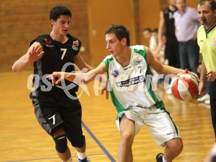 Basketball 2. Bundesliga. KOS Klagenfurt gegen BBU Salzburg. Rok Papic (KOS), Andi Plut (Salzburg). Klagenfurt, am 31.10.2010.
Foto: Kuess
---
pressefotos, pressefotografie, kuess, qs, qspictures, sport, bild, bilder, bilddatenbank