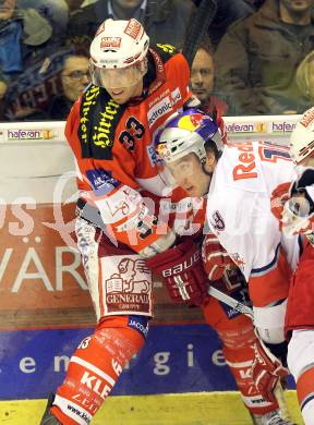 EBEL. Eishockey Bundesliga. KAC gegen EC Red Bull Salzburg. Peter Ratchuk (KAC), Daniel Bois (Salzburg). Klagenfurt, am 31.10.2010.
Foto: Kuess
---
pressefotos, pressefotografie, kuess, qs, qspictures, sport, bild, bilder, bilddatenbank