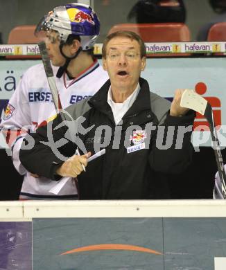 EBEL. Eishockey Bundesliga. KAC gegen EC Red Bull Salzburg. Trainer Pierre Page (Salzburg). Klagenfurt, am 31.10.2010.
Foto: Kuess
---
pressefotos, pressefotografie, kuess, qs, qspictures, sport, bild, bilder, bilddatenbank