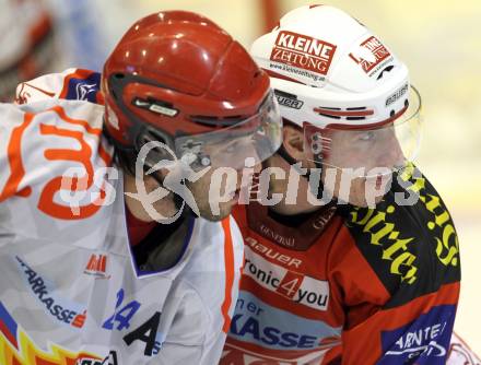 EBEL. Eishockey Bundesliga. KAC gegen HK Acroni Jesenice. David Schuller (KAC), Rok Ticar (Jesenice). Klagenfurt, am 10.10.2010.
Foto: Kuess 

---
pressefotos, pressefotografie, kuess, qs, qspictures, sport, bild, bilder, bilddatenbank