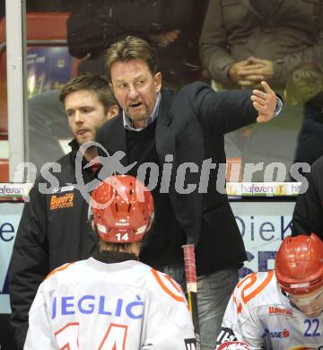 EBEL. Eishockey Bundesliga. KAC gegen HK Acroni Jesenice. Trainer Heikki Maelkiae (Jesenice). Klagenfurt, am 10.10.2010.
Foto: Kuess 

---
pressefotos, pressefotografie, kuess, qs, qspictures, sport, bild, bilder, bilddatenbank