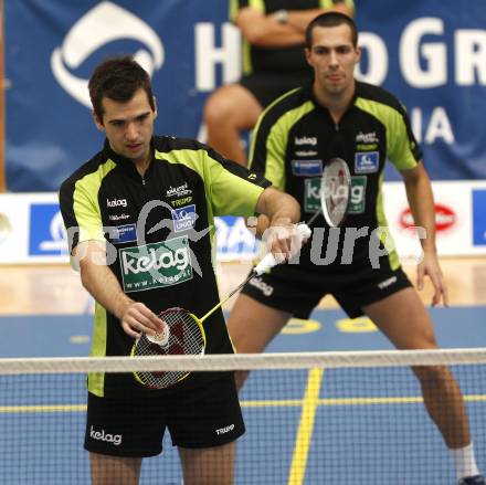 Badminton Bundesliga. ASKOE Kelag Kaernten gegen ASV Pressbaum. Iztok Utrosa, Krasimir Yankov  (Kaernten). Klagenfurt, am 30.10.2010.
Foto: Kuess
---
pressefotos, pressefotografie, kuess, qs, qspictures, sport, bild, bilder, bilddatenbank