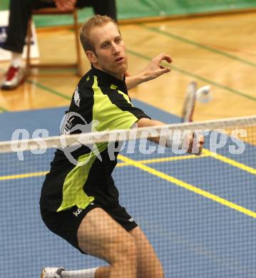 Badminton Bundesliga. ASKOE Kelag Kaernten gegen ASV Pressbaum. Michael Trojan (Kaernten). Klagenfurt, am 30.10.2010.
Foto: Kuess
---
pressefotos, pressefotografie, kuess, qs, qspictures, sport, bild, bilder, bilddatenbank