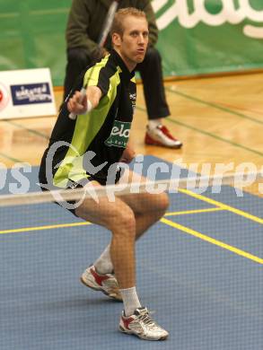 Badminton Bundesliga. ASKOE Kelag Kaernten gegen ASV Pressbaum. Michael Trojan (Kaernten). Klagenfurt, am 30.10.2010.
Foto: Kuess
---
pressefotos, pressefotografie, kuess, qs, qspictures, sport, bild, bilder, bilddatenbank