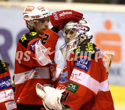 EBEL. Eishockey Bundesliga. KAC gegen EV Vienna Capitals. Kirk Furey, Andy Chiodo (KAC). Klagenfurt, 5.11.2010.
Foto: Kuess 

---
pressefotos, pressefotografie, kuess, qs, qspictures, sport, bild, bilder, bilddatenbank