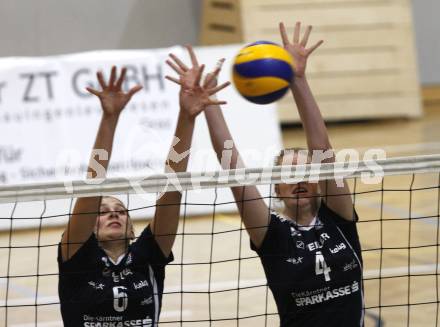 Volleyball MEL. ATSC Wildcats gegen ZOK Split. Rosalinda Seidl, Sabrina Mueller (Wildcats). Klagenfurt, am 6.11.2010.
Foto: Kuess
---
pressefotos, pressefotografie, kuess, qs, qspictures, sport, bild, bilder, bilddatenbank