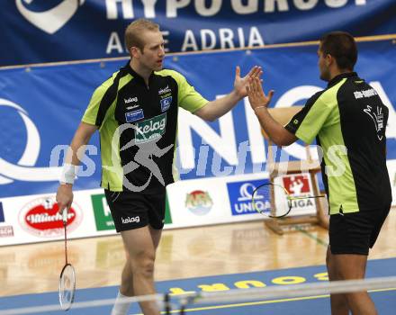 Badminton Bundesliga. ASKOE Kelag Kaernten gegen ASV Pressbaum. Michael Trojan, Julian Hristov (Kaernten). Klagenfurt, am 30.10.2010.
Foto: Kuess
---
pressefotos, pressefotografie, kuess, qs, qspictures, sport, bild, bilder, bilddatenbank