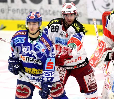 EBEL. Eishockey Bundesliga.  VSV gegen KAC. Andreas Kristler,  (VSV), Martin Schumnig (KAC). Villach, am 7.11.2010.
Foto: Kuess 


---
pressefotos, pressefotografie, kuess, qs, qspictures, sport, bild, bilder, bilddatenbank