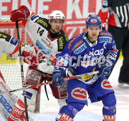 EBEL. Eishockey Bundesliga.  VSV gegen KAC. Jonathan Ferland,  (VSV), Johannes Reichel (KAC). Villach, am 7.11.2010.
Foto: Kuess 


---
pressefotos, pressefotografie, kuess, qs, qspictures, sport, bild, bilder, bilddatenbank