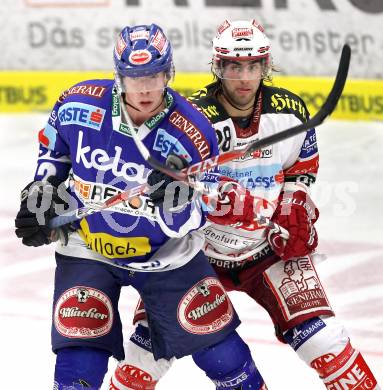 EBEL. Eishockey Bundesliga.  VSV gegen KAC. Michael Raffl,  (VSV), Martin Schumnig (KAC). Villach, am 7.11.2010.
Foto: Kuess 


---
pressefotos, pressefotografie, kuess, qs, qspictures, sport, bild, bilder, bilddatenbank