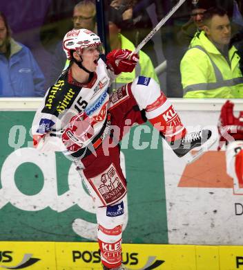 EBEL. Eishockey Bundesliga.  VSV gegen KAC. Torjubel Paul Schellander (KAC). Villach, am 7.11.2010.
Foto: Kuess 


---
pressefotos, pressefotografie, kuess, qs, qspictures, sport, bild, bilder, bilddatenbank