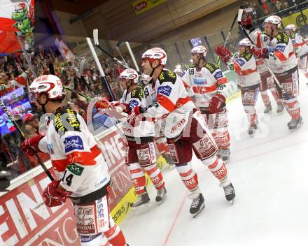 EBEL. Eishockey Bundesliga.  VSV gegen KAC.  Jubel KAC. Villach, am 7.11.2010.
Foto: Kuess 


---
pressefotos, pressefotografie, kuess, qs, qspictures, sport, bild, bilder, bilddatenbank