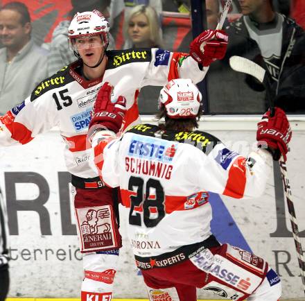 EBEL. Eishockey Bundesliga.  VSV gegen KAC.  Torjubel Paul Schellander (KAC). Villach, am 7.11.2010.
Foto: Kuess 


---
pressefotos, pressefotografie, kuess, qs, qspictures, sport, bild, bilder, bilddatenbank