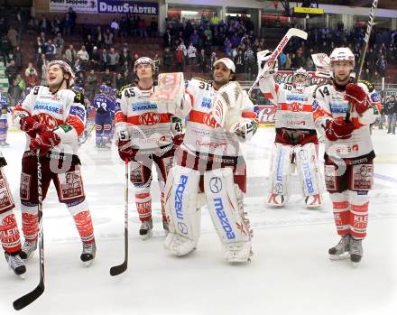 EBEL. Eishockey Bundesliga.  VSV gegen KAC.  Jubel KAC. Villach, am 7.11.2010.
Foto: Kuess 


---
pressefotos, pressefotografie, kuess, qs, qspictures, sport, bild, bilder, bilddatenbank