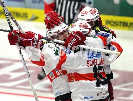 EBEL. Eishockey Bundesliga.  Torjubel  KAC.  (VSV), (KAC). Villach, am 7.11.2010.
Foto: Kuess 


---
pressefotos, pressefotografie, kuess, qs, qspictures, sport, bild, bilder, bilddatenbank